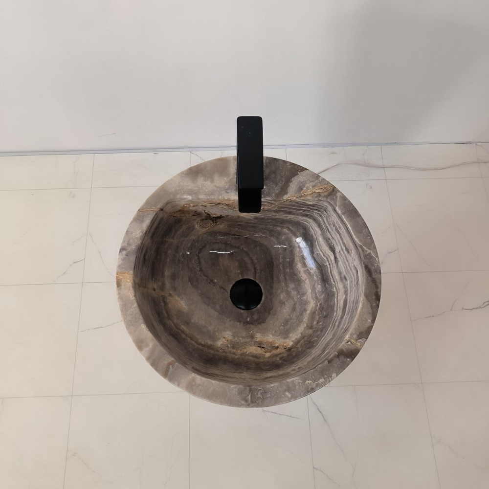 Раковина напольная из оникса Grey ON-04202 (45*45*90)