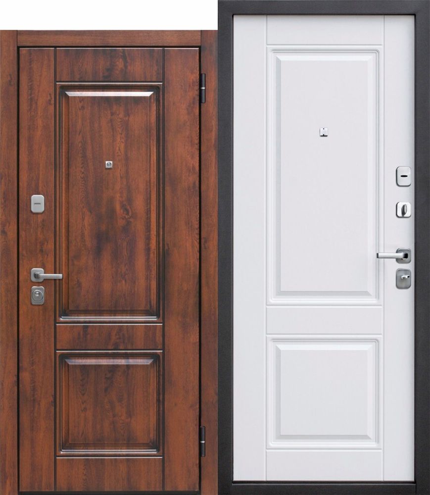 Дверь металлическая 9.5 Вена Винорит Патина мдф/мдф Белый матовый