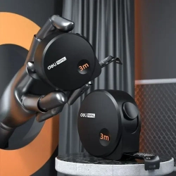 Рулетка "Home Series Black" Deli HT8316 3мх16мм (Эксклюзивный дизайн, корпус из софттач пластика, противоскользящая резиновая вставка, подарочная упаковка)