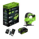 Лобзик акк. Greenworks GD24JS90, 24V, б/щет, 90 мм,0-3000/мин,4 ст.маятник,LED,1х4Ач,ЗУ,кор (3601707CUB)