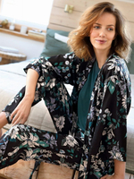 Халат Xena с длинным рукавом (Размер: XXL) (Цвет: черный с зеленым)