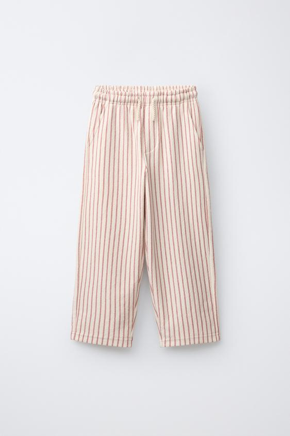 ZARA БРЮКИ RELAXED FIT В ПОЛОСКУ, КОРИЧНЕВЫЙ/БЕЛЫЙ