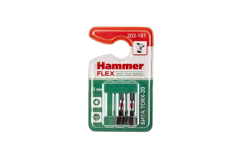 Бита Hammer Flex 203-181  TORX-20  25мм, 2шт.