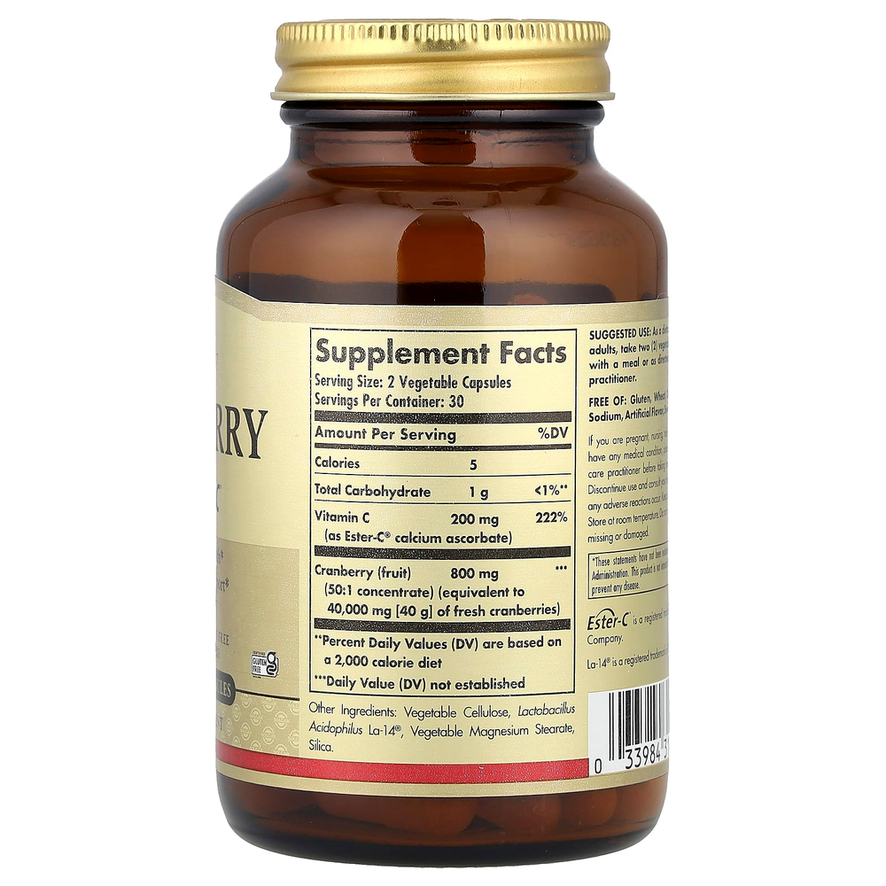 Solgar, клюква с добавлением Ester-C®, 60 вегетарианских капсул