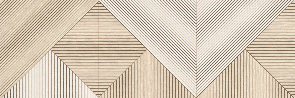 Настенная плитка Alma Ceramica TWU3090PAT47R Patio 30x90 бежевая / белая матовая / рельефная под дерево / геометрия
