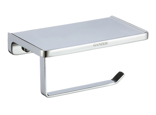 88034 Держатель для туалетной бумаги с полкой (ХРОМ) GANZER  (20/1шт)