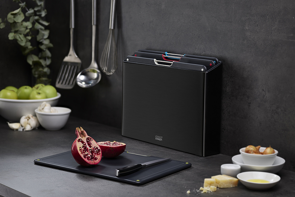 Набор разделочных досок в подставке folio steel, черный, 4 шт.