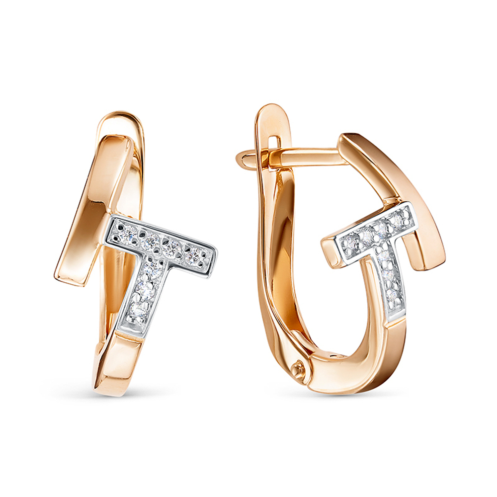 Серьги из золота 585 пробы с Фианит