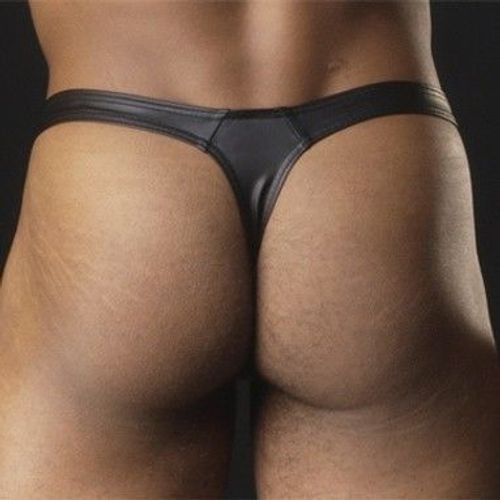 Мужские трусы тонги под кожу с кольцом Manstore Imitation Leather Ring Thong 36097