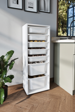 Стеллаж PERA с 7 выдвижными ящиками - белый