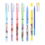 Ручка гелевая, пиши-стирай, Basir, синие чернила, серия "АНИМЕ", корпус с рисунком, 12 шт