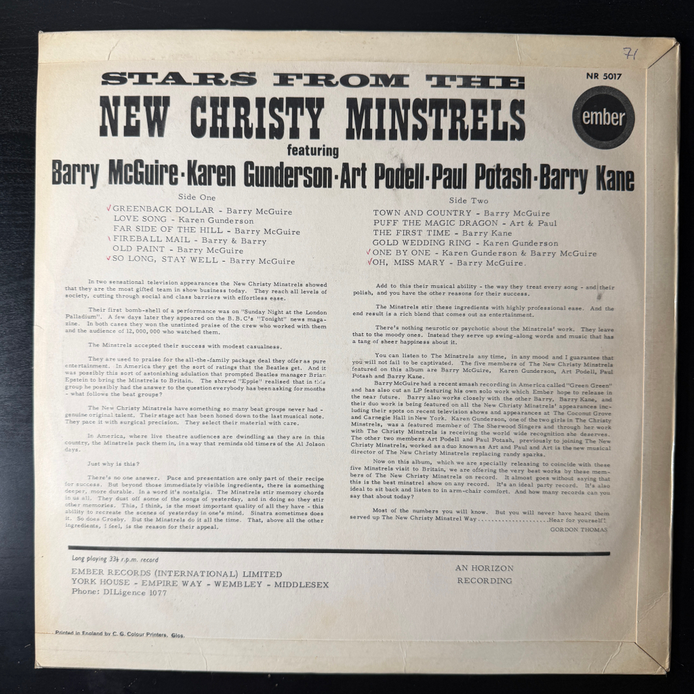 The New Christy Minstrels - Stars From The New Christy Minstrels (Англия 1965г.)