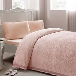 Набор с покрывалом пике LA PERLA  персиковый евро  TIVOLYO HOME