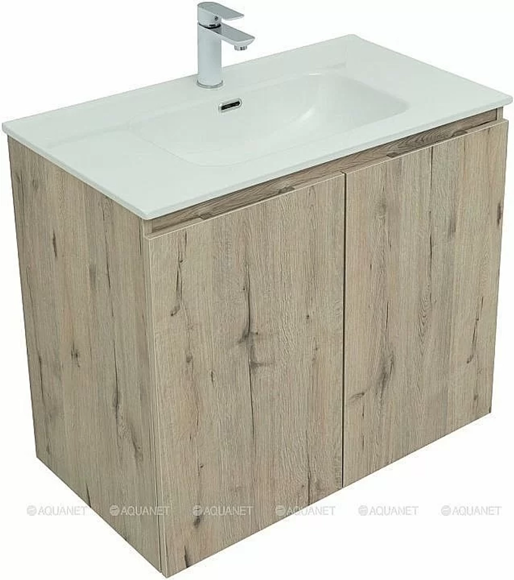 Тумба с раковиной Aquanet Алвита New 277529 80 дуб веллингтон