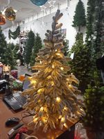 Настольная заснеженная елка с гирляндой «Александрийская» (Литая хвоя) 90 см