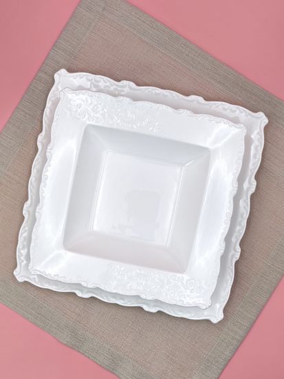 Тарелка глубокая с бортиком 22х4 см. квадратная, набор 4 шт. "Орнамент"