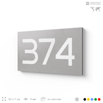 Номер на дверь 374, табличка на дверь для офиса, квартиры, кабинета, аудитории, склада, серая 120х70 мм, Айдентика Технолоджи