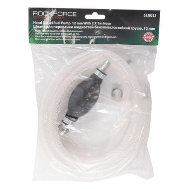Шланг для перекачки жидкостей бензомаслостойкий с насосом ''груша''(?12мм, L-2м) RockForce##Rock FORCE RF-6330212