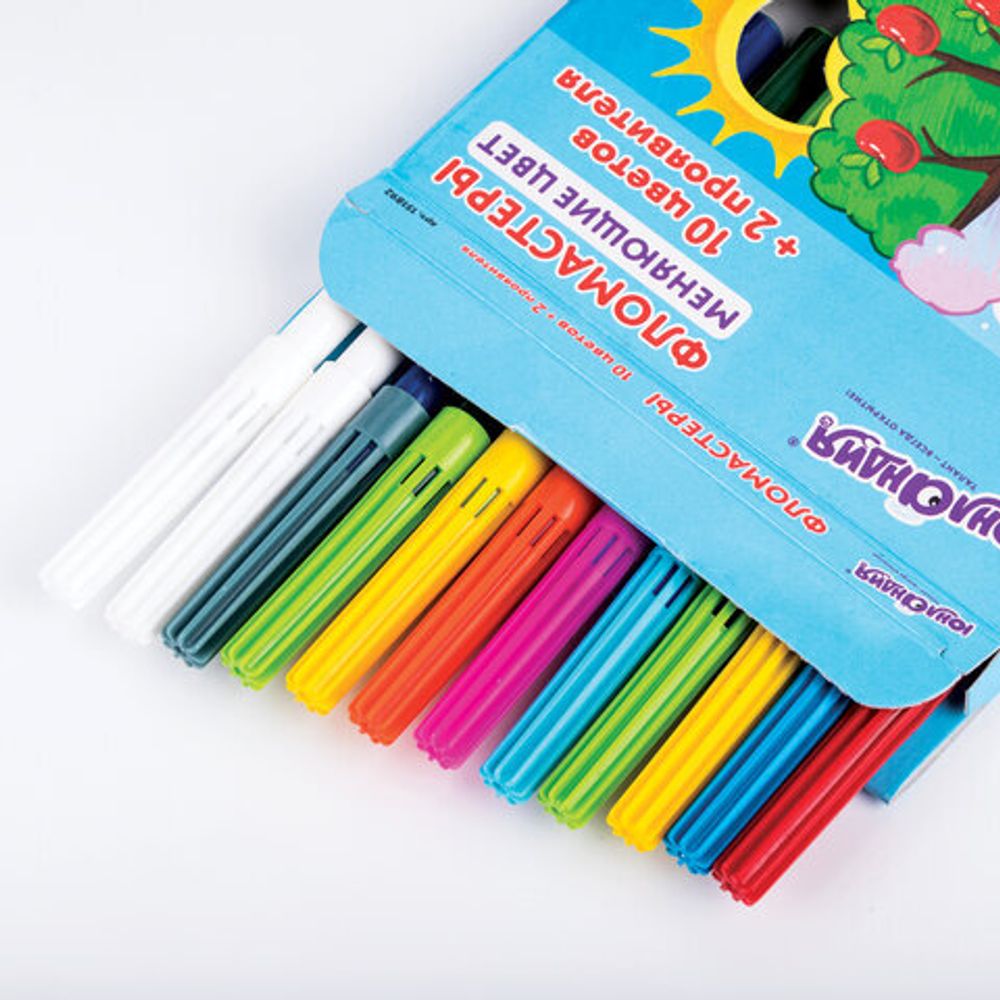 Фломастеры, меняющие цвет ЮНЛАНДИЯ 10 цветов + 2 проявителя, "ЮНЫЙ ВОЛШЕБНИК", вентилируемый колпачок, 151892