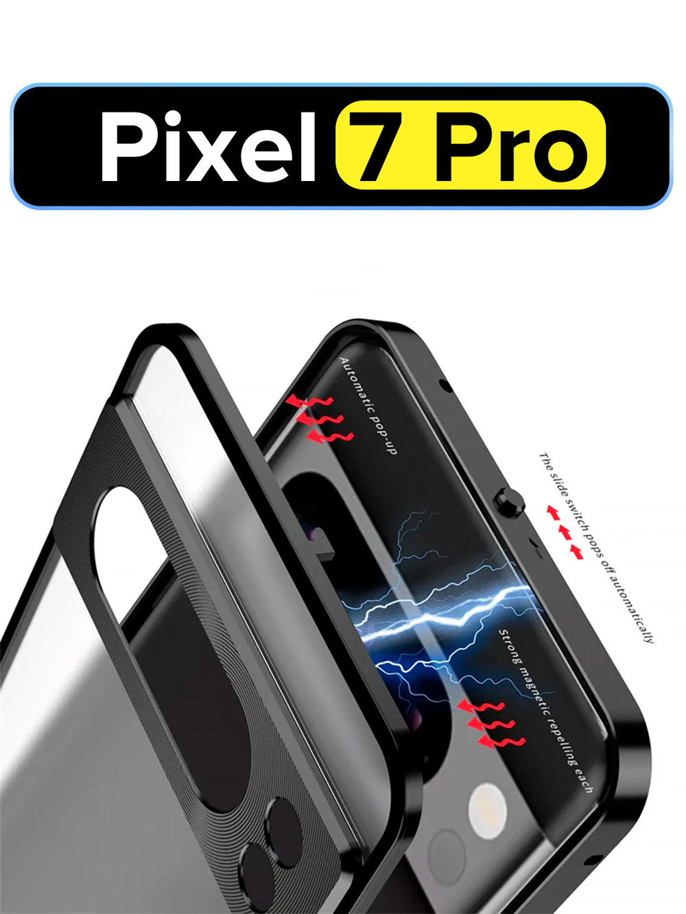Металлический чехол MosSeller для Google Pixel 7 Pro, черный (комбинированный)