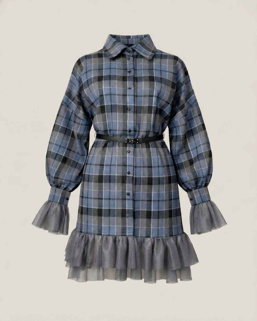 Платье рубашка в клетку длина мини