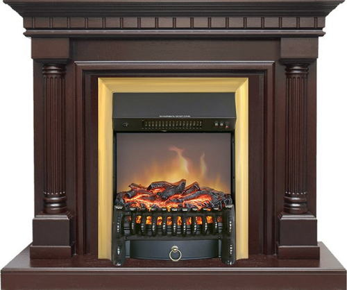 Каминокомплект Dallas - Темный дуб с очагом Fobos FX M Brass