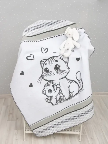 Одеяло байковое Осьминожка Кошка 125х95см