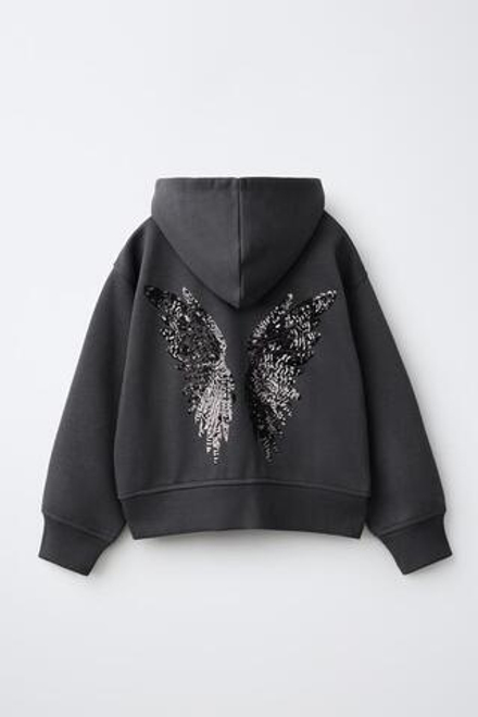 ZARA ХУДИ С ПАЙЕТКАМИ, АНТРАЦИТОВО-СЕРЫЙ