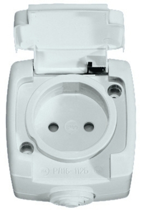 Розетка RA16-112B-BI IP44 О/У з/к 16А 250В, белый