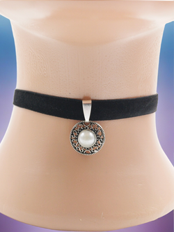 Чокер 1 см с круглой подвеской 1,5 см