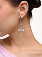 Серьги "White Cross" из горного хрусталя Silver