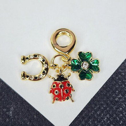 Подвеска "на удачу", бейл, позолота, цветная эмаль, р-р 10мм, люкс фурнитура, штучно