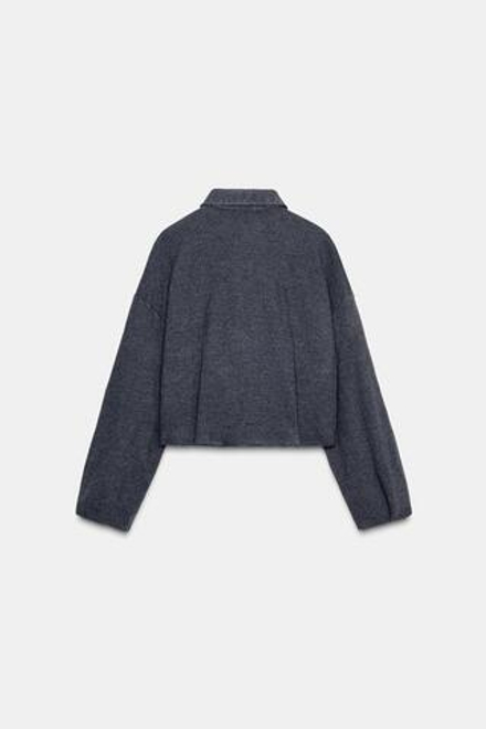 ZARA КУРТКА ИЗ МЯГКОЙ САРЖИ, СЕРЫЙ МЕЛАНЖ