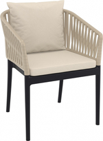 Кресло пластиковое с подушками Siesta Contract Portofino, черный, бежевый, бежевый