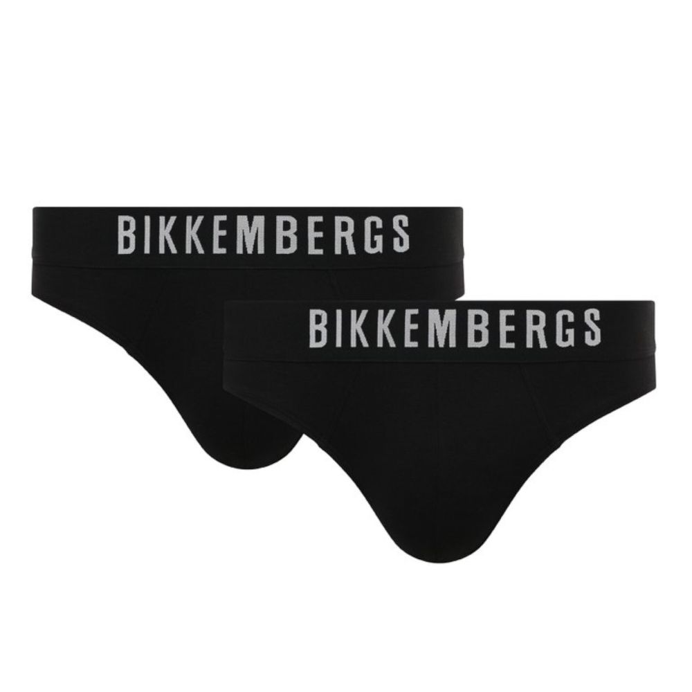 Мужские трусы брифы черные набор 2 в 1 Bikkembergs ELEGANCE BKK1USP10BI/2