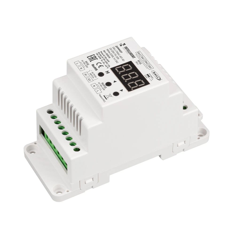 INTELLIGENT ARLIGHT Диммер DALI-TRIAC-601-82-D2-DRI-PS-DIN White (230V, 1x1.5A) (IARL, IP20 Пластик, 5 лет) 055818