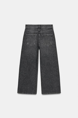 ZARA ДЖИНСЫ ZW COLLECTION КЮЛОТЫ СО СРЕДНЕЙ ПОСАДКОЙ В ПОЛОСКУ, ЧЕРНЫЙ