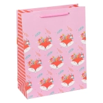Пакет подарочный «Лисичка» с мат. лам. 26х32х12 см, розовый