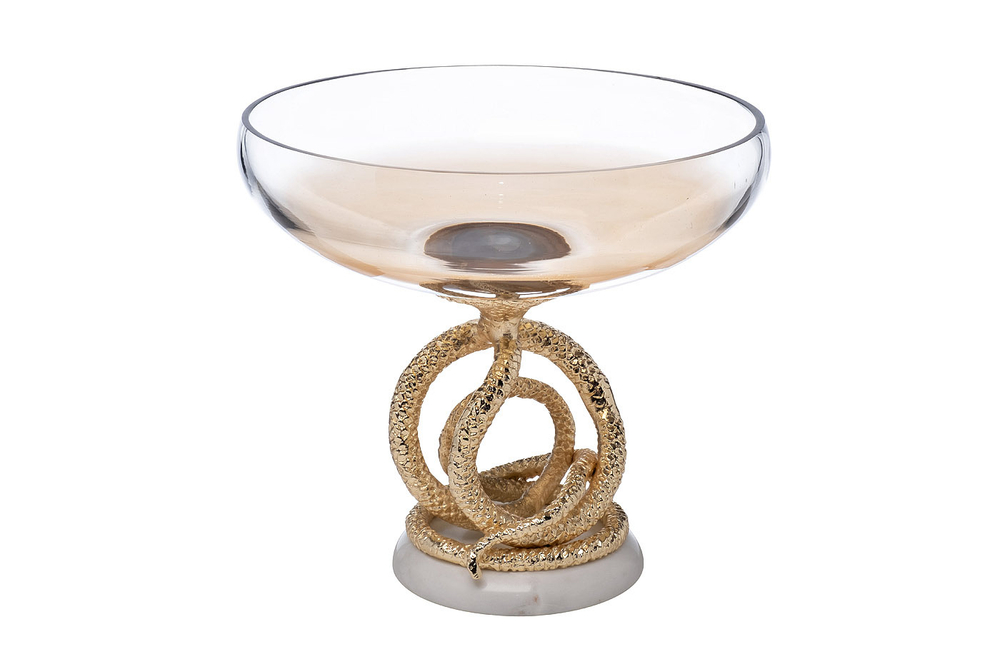Чаша декоративная 27х27х28.5см Garda Decor Serpente золотая