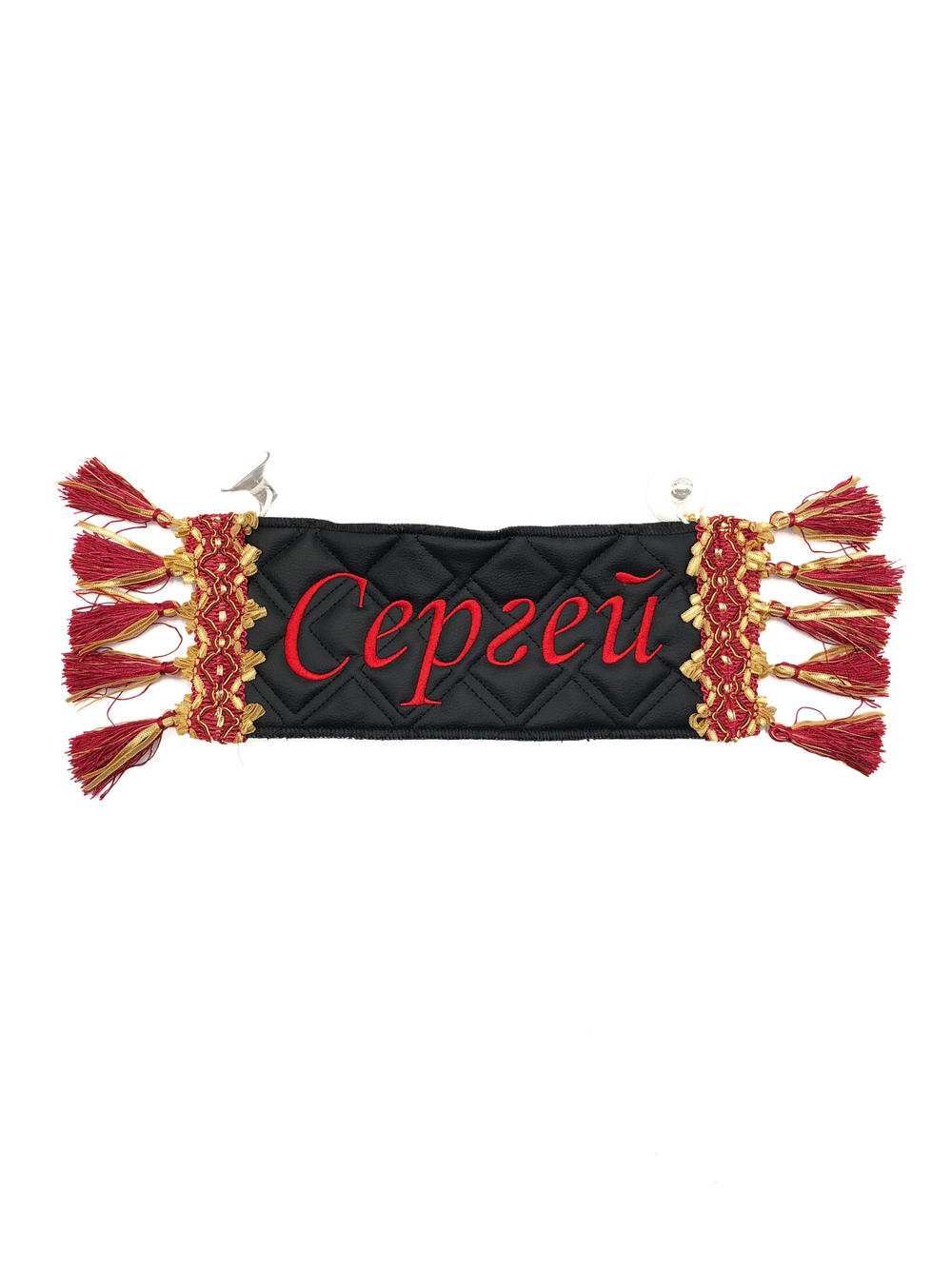 Карман Сергей (черный с красной вышивкой, экокожа)