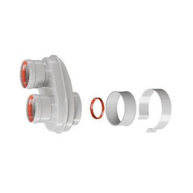 Адаптер моноблочный для перехода на двухтрубную систему Rommer 80/80 мм (для котлов Baxi (кроме ECO Nova/Classic), Viessmann, Kiturami, Mizudo, Beretta, Oasis, Wolf, Haier, DeDietrich), хомут в комплекте