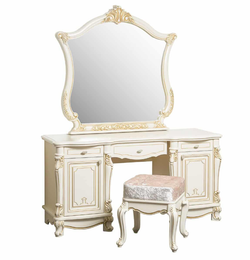 Туалетный столик и пуф «Касандра» бежевый без зеркала