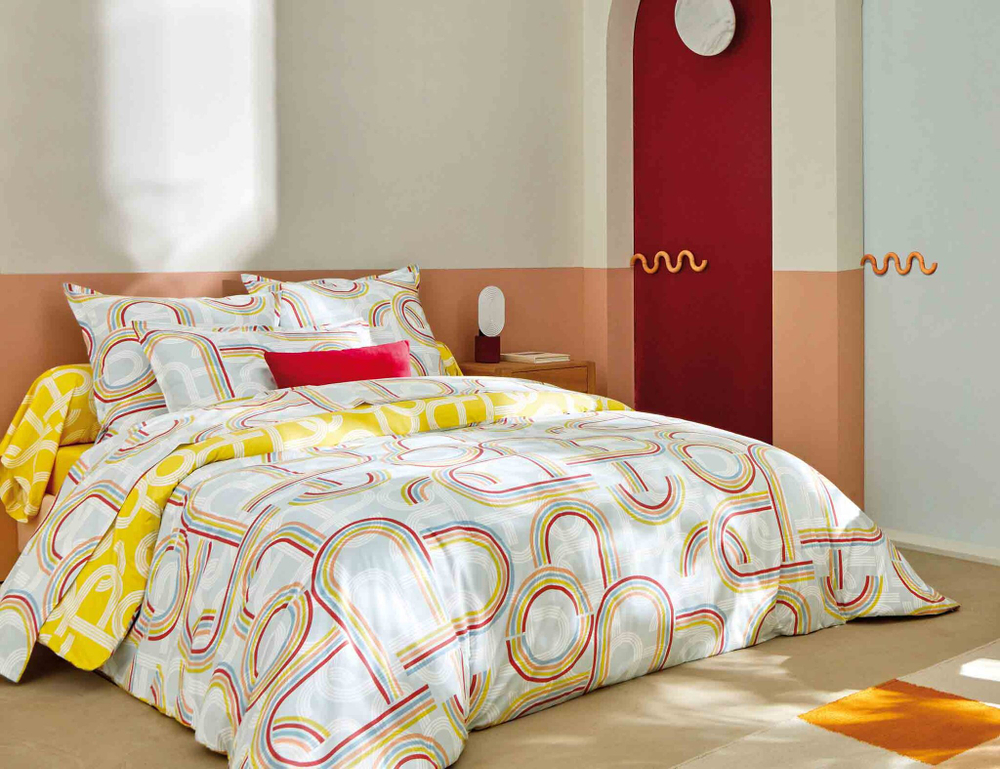 Постельное белье 2 спальное евро Blanc des Vosges Retro Curry Франция