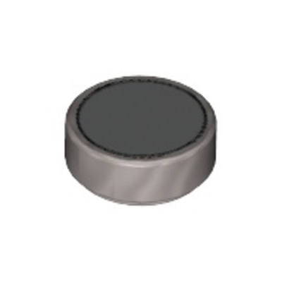 Lego Плитка 1x1 круглая с серебряным кругом с черной каймой плоское серебро 98138pb041 / 6138964