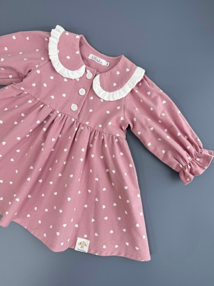 Платье из фланели для малышек «Сердечки», цвет розовый