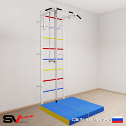 Шведская стенка Sv Sport усиленная 6154 (Турник стандарт/Канат/Трапеция/Мат 1м)