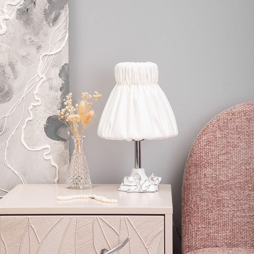 Настольная лампа Орхидея Лайм Белый с абажуром Адель Бланко