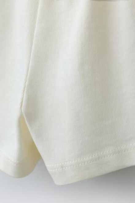 ZARA ШОРТЫ ИЗ МЯГКОЙ ТКАНИ С ВЫШИВКОЙ, ЭКРЮ