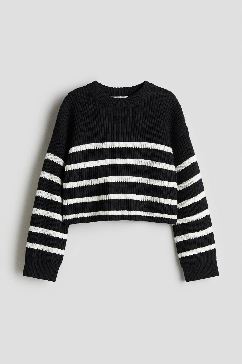 H&M Свитер из хлопковой смеси в полоску, черный