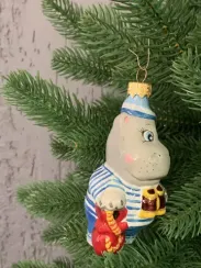 Елочное украшение Бегемот-моряк, стекло, Витус (46444)